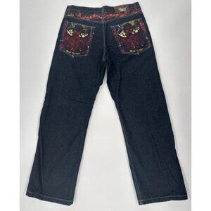 Vintage Royal Republic Jeans Men 36 Baggy Denim Skater Cyber Skulls Printed Goth